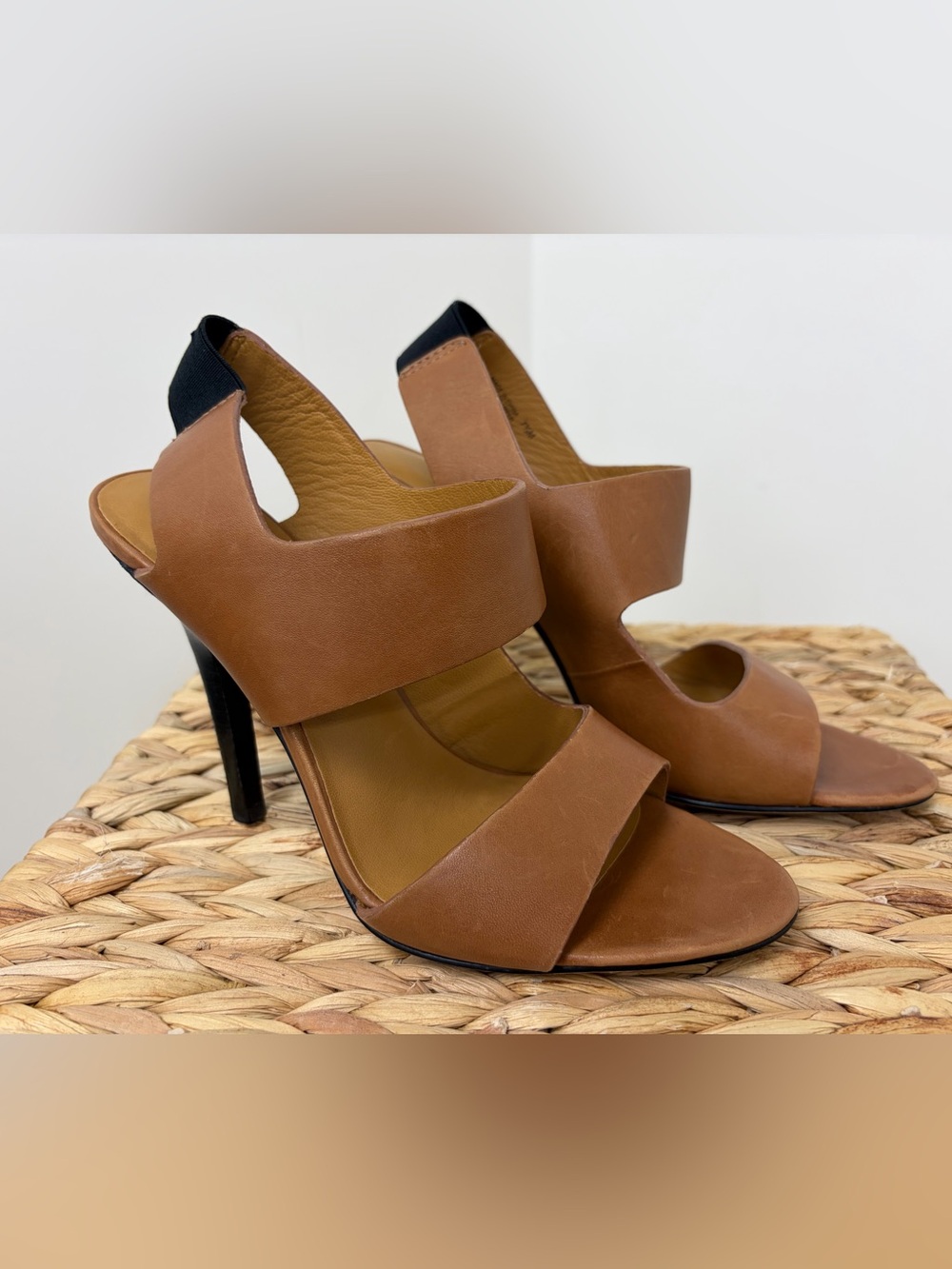 KORS Michael Kors Brown Leather Slingback Stiletto Heels